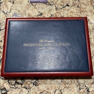 Wood case presidential dollar coins collection Franklin mint 17” x 12” used